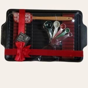 8 piece Baking Gift Set Spatula Measuring Spoons Rack Sheet Pan Cooking COOKIE